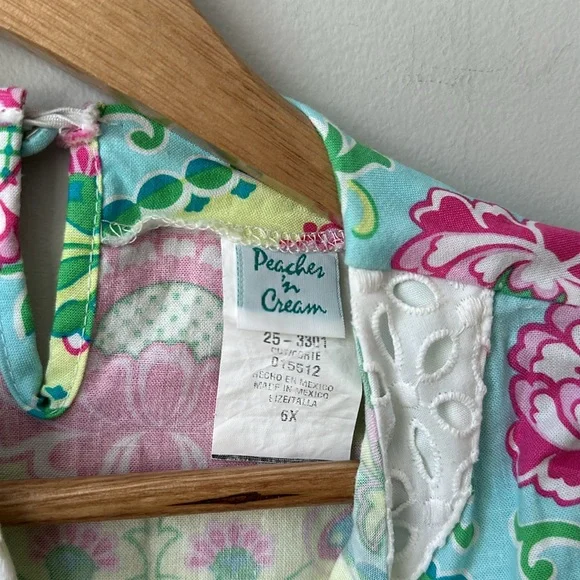 Girls Peaches ‘n Cream Floral Lace Trimmed Tunic Top 6x - Picture 7 of 8